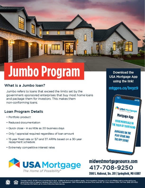 Jumbo Loans USA Mortgage Springfield Region